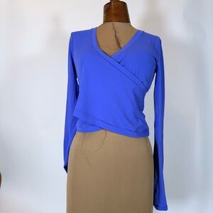 Athleta Blue Long Sleeve Wrap Top
